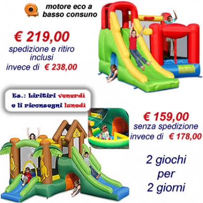 OFFERTA noleggio 2 gonfiabili - 6 in 1 e Cangurotto a 159 Eu invece di 178