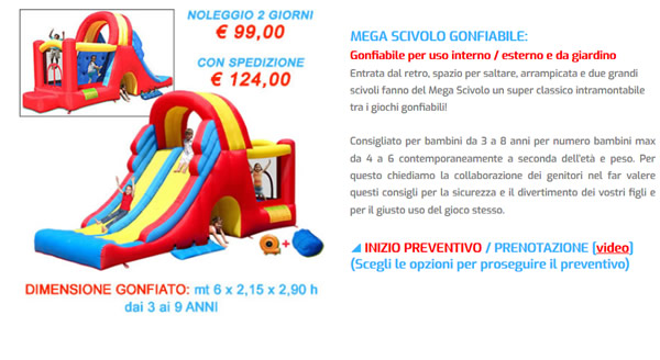 Noleggio gonfiabili Portogruaro noleggio scivoli gonfiabili festa bambini Portogruaro noleggio castelli gonfiabili