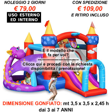 Noleggio Castello Gonfiabile Draghetto con scivolo gonfiabile di medie dimensioni