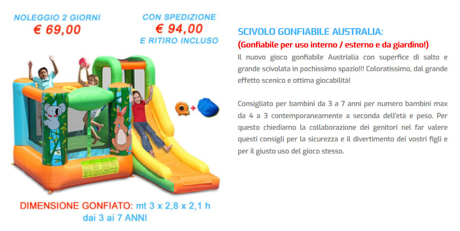  Noleggio Scivolo Gonfiabile Australia