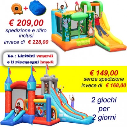 OFFERTA noleggio 2 gonfiabili - Medioevo e Australia a 149 Eu invece 168 Eu