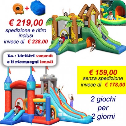 OFFERTA noleggio 2 gonfiabili - Medioevo e Cangurotto a 159 Eu invece di 178
