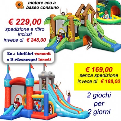 OFFERTA noleggio 2 gonfiabili - Medioevo e Cangurotto a 169 Eu invece di 188