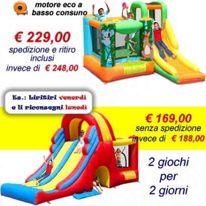 OFFERTA noleggio 2 gonfiabili - Mega Scivolo e Australia a 169 Eu invece 188 Eu