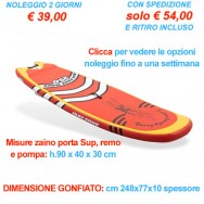 NOLEGGIO SUP GONFIABILE con pompa, remo e sacca di trasporto