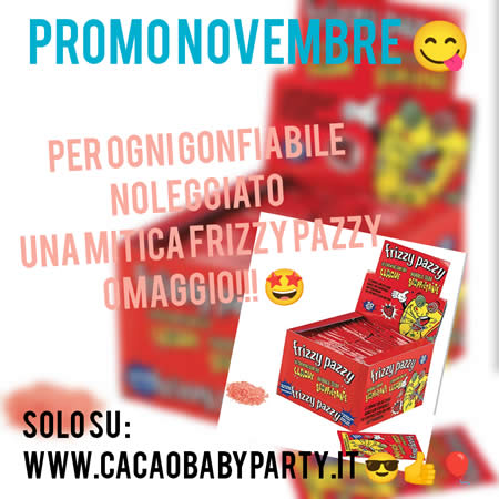 Promo novembre 2022 - Per ogni gonfiabili noleggiato una mitica frizzy pazzy