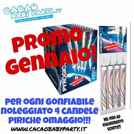 Promo gennaio 2023 - Per ogni gonfiabile noleggiato 4 candele piriche in omaggio