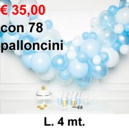 Kit 78 palloncini azzurri ad aria con instruzioni per allestiment