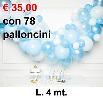 Kit 78 palloncini azzurri ad aria con instruzioni per allestimento