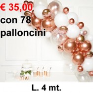 Kit 78 palloncini rose golden ad aria con instruzioni per allestimento