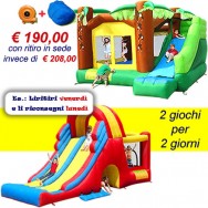 OFFERTA noleggio 2 gonfiabili - Super Scivolo Giungla e Mega Scivolo Combo a 190 Eu invece di 208 Eu con ritiro in sede