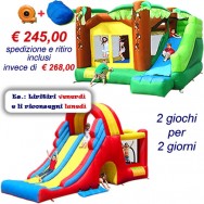 OFFERTA noleggio 2 gonfiabili - Super Scivolo Giungla e Mega Scivolo Combo a 245 Eu invece di 268 Eu con spedizione e ritiro inclusi