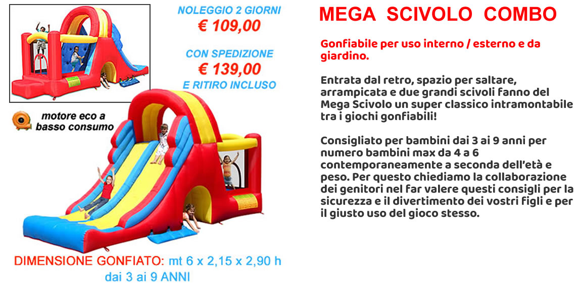 Offerta noleggio gonfiabile MEGA SCIVOLO - Castello gonfiabile con scivolo gonfiabile grande