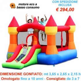 Gonfiabile Castello - Vendita Castello gonfiabili con zona per saltare e piccolo scivolo
