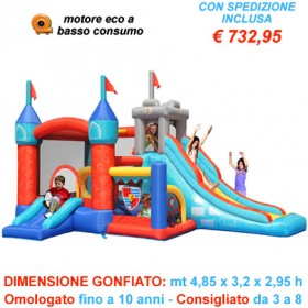 Gonfiabile Medioevo 12 in 1 - Castello gonfiabile con scivolo grande dotato di 12 giochi in 1