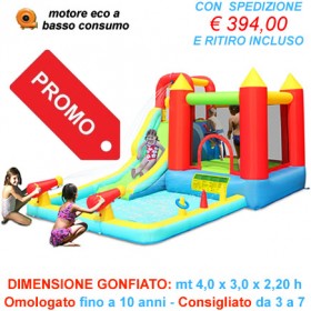 Gonfiabile Jump & Splash Double Blaster - Scivolo e doppi cannoni ad acqua ed area per saltare