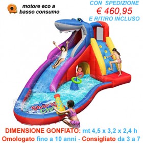  Gonfiabile Scivolo Squalo - Parco acquatico lunga arrampicata con scivolo vasca e cannoncino