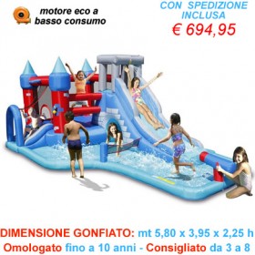 Gonfiabile Splash Park - Parco gonfiabile acquatico con due scivoli uno grande e uno piccolo e ampia